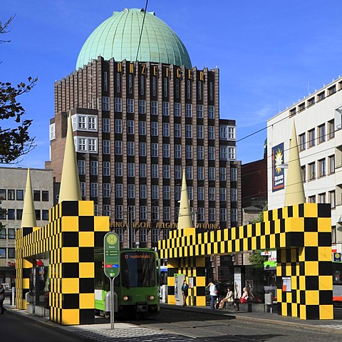 Anzeiger-Hochhaus high-rise building and Steintor tram statio, Hannover, Lower Saxony, Germany, Europe