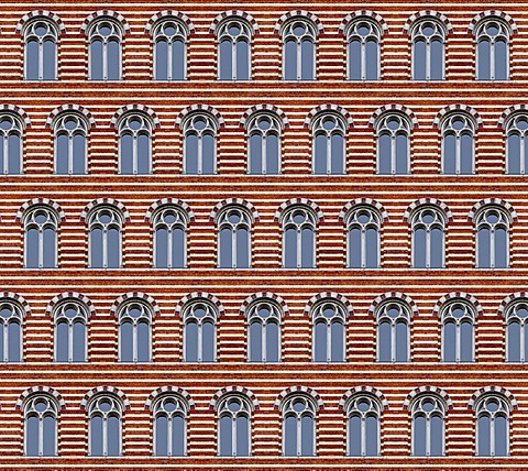 Photomontage of the facade of an Art Nouveau building, school in Heiligegeiststrasse, Quedlinburg, Saxony-Anhalt, Germany, Europe