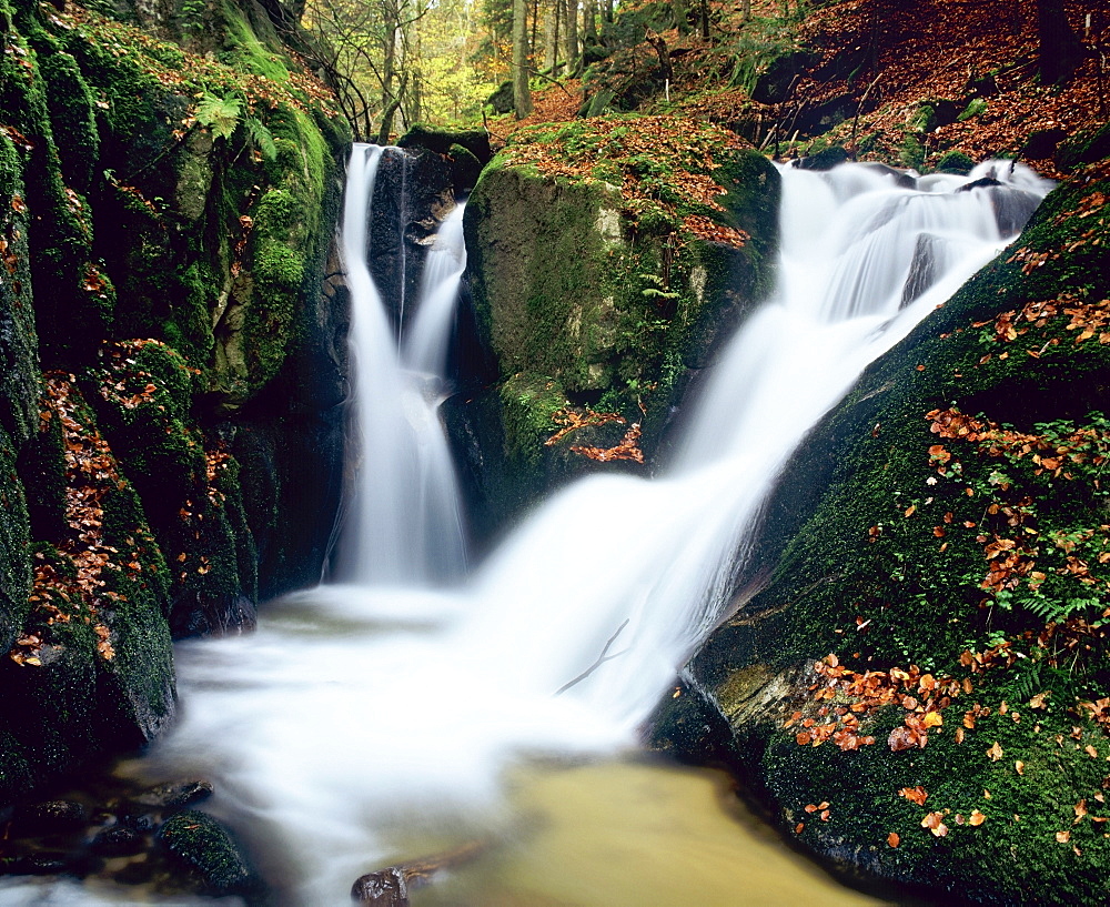 Little Hoellbach waterfalls near Goerwihl, Hotzenwald forest, Black Forest, Baden-Wuerttemberg, Germany, Europe