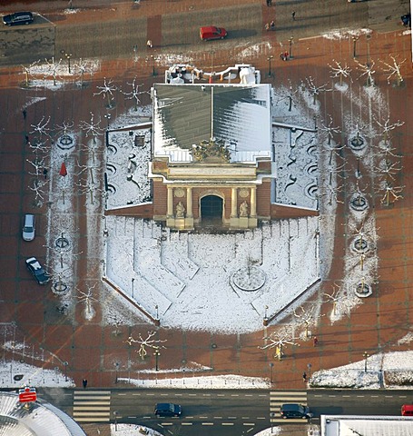 Aerial view, Berliner Tor gate, city gate from Prussian times, Wesel, North Rhine-Westphalia, Germany, Europe