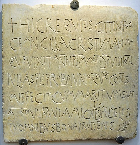 Early Christian inscription in the Terme Museum, National Museum of Rome, Lazio, Italy, Europe