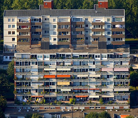 Aerial shot, residential building, Werne, North Rhine-Westphalia, Germany, Europe