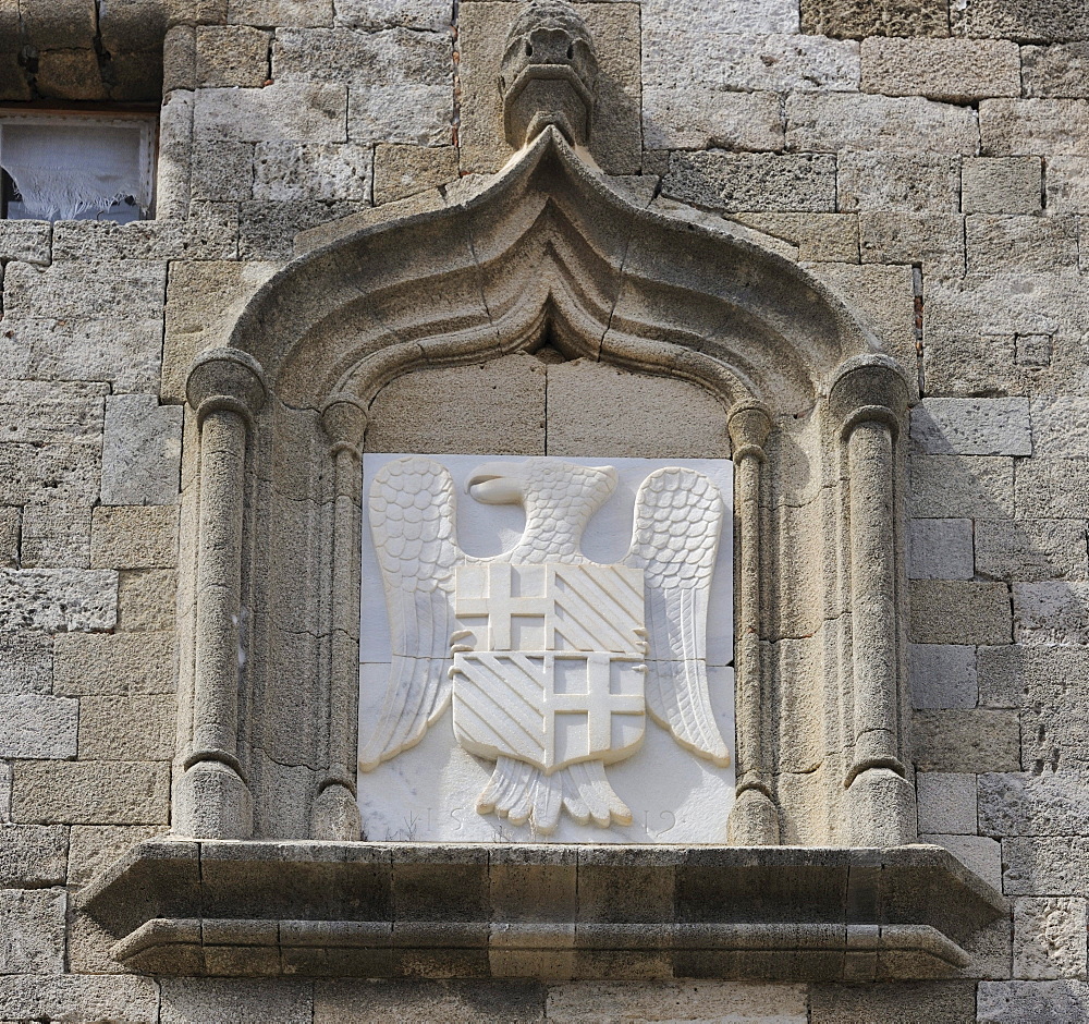 Coat of Arms, Knight Street, Odos Ippoton, Rhodes Town, Rhodes, Greece, Europe