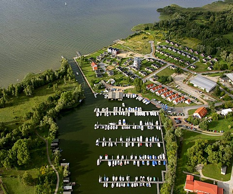 Aerial photograph, Mueritz, Marina Clas-Lake, Lake Kleine Mueritz, Mueritz National Park, Mecklenburg Lake District, Rechlin, Mecklenburg-Western Pomerania, Germany, Europe