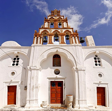 Church with a clock tower, Emborio, Santorini, Greece