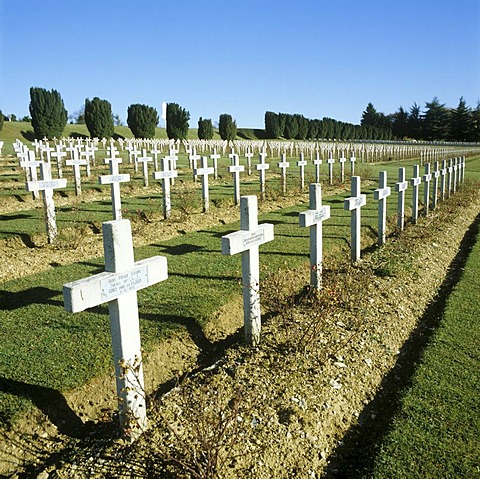 Soldiers' cemetery and war memorial, Verdun, Departement Meuse, France