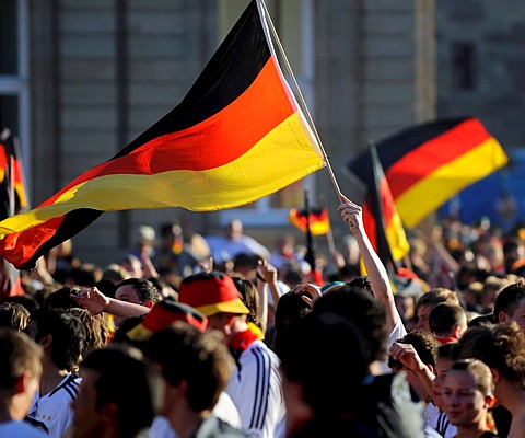 UEFA European Football Championship 2008, public viewing on Schlossplatz Square, flags, Stuttgart, Baden-Wuerttemberg, Germany, Europe