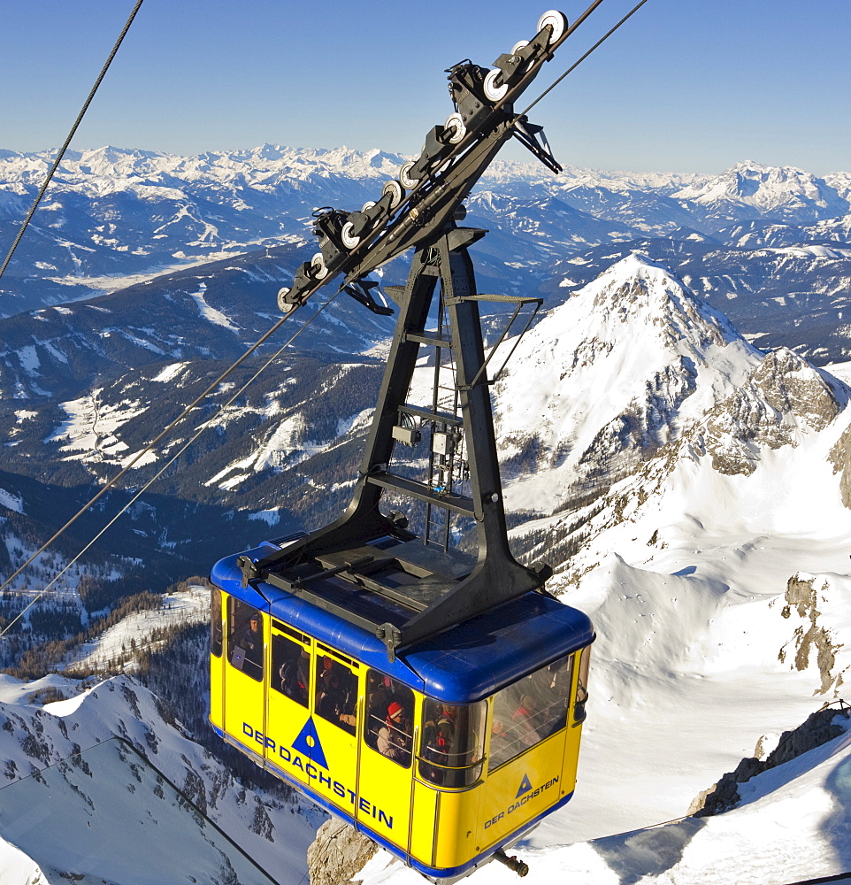 Gondola lift with Mt. Scheiblingstein in the background, Dachstein Massif, Styria, Austria, Europe