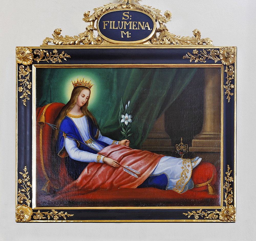 Painting of St. Philomena at the church in Neuhaus, Triestingtal (Triesting Valley), Lower Austria, Austria, Europe