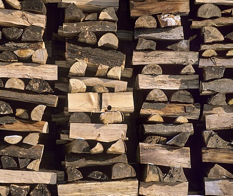 Stacked firewood, full frame