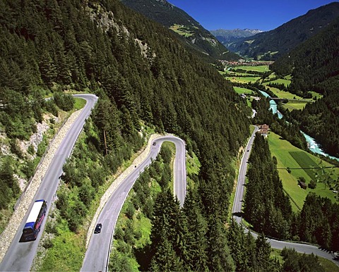 Samnauner mountain road, Pfunds, Inn, Oberinntal, Tyrol, Austria