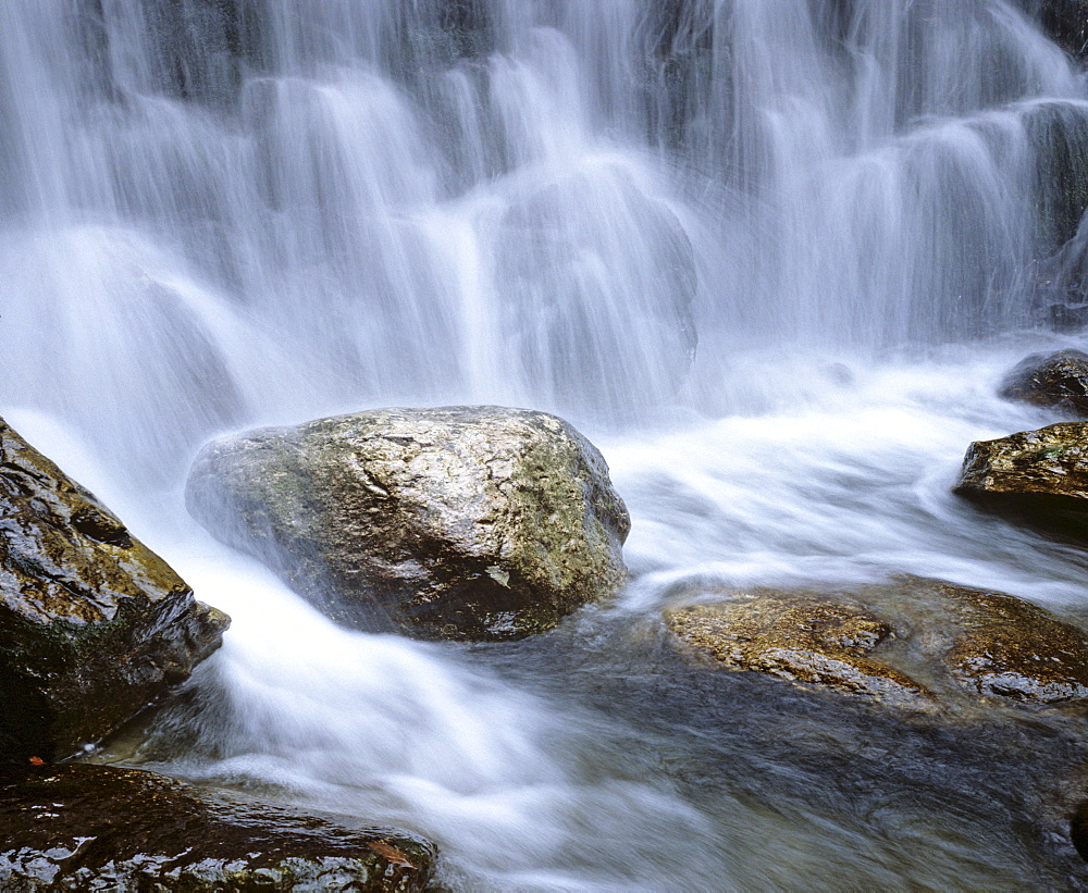 Waterfall near Muehlwinkel, Staudach, Chiemgau, Upper Bavaria, Germany