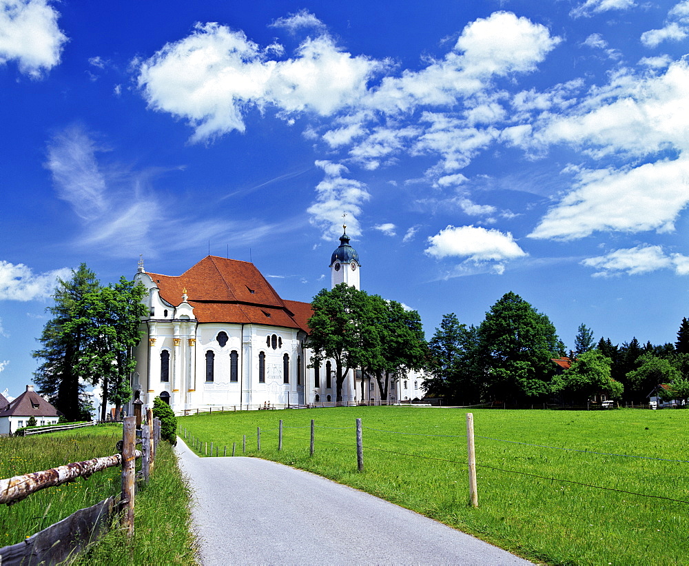 Wieskirche Church near Steingaden, Allgaeu, Bavaria, Germany, Europe