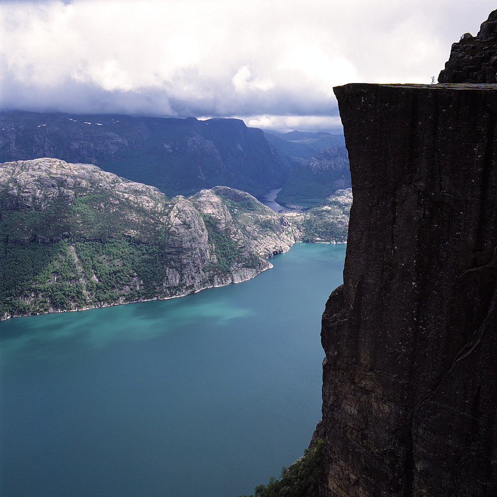 View from Prekestolen, pulpit rock, Lysefjord, Stavanger, Rogaland, South-West-Morway