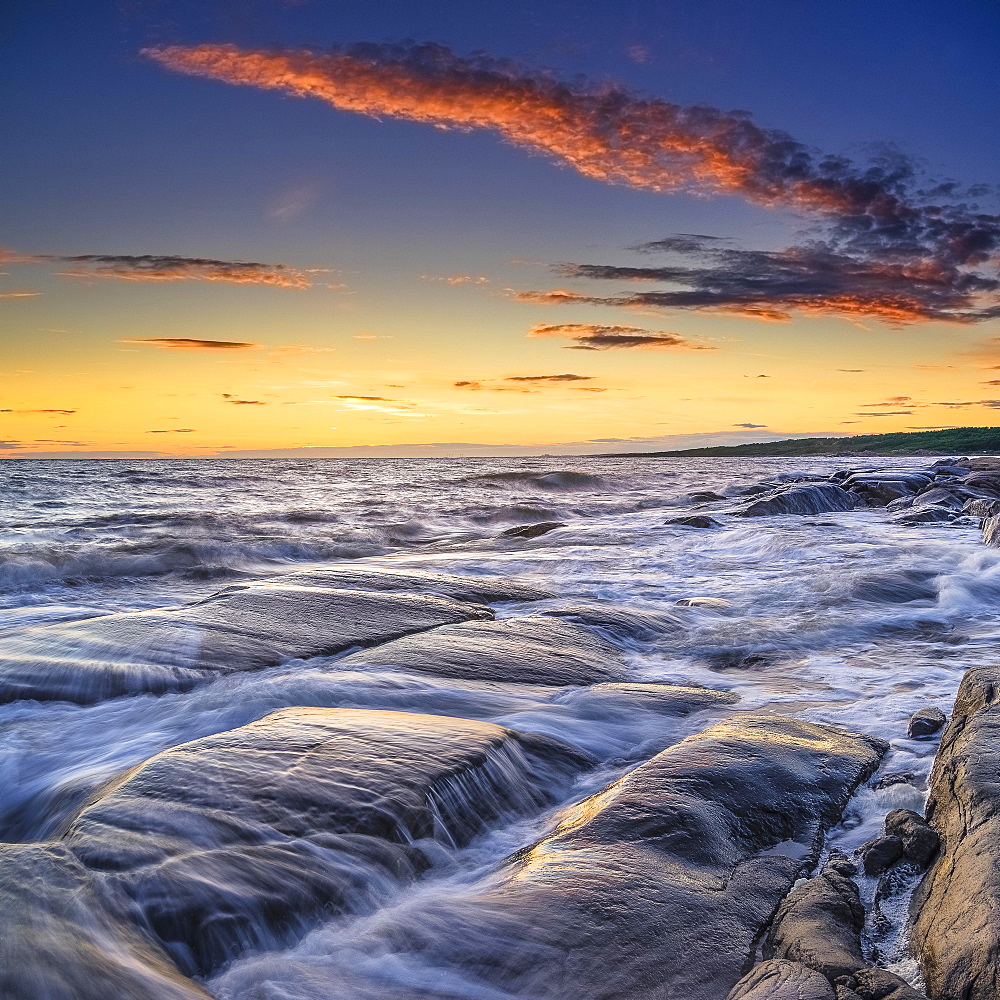 Rocks on the coast, Enet Nature Reserve, Steninge, Halmstad, Smaland, Sweden, Europe