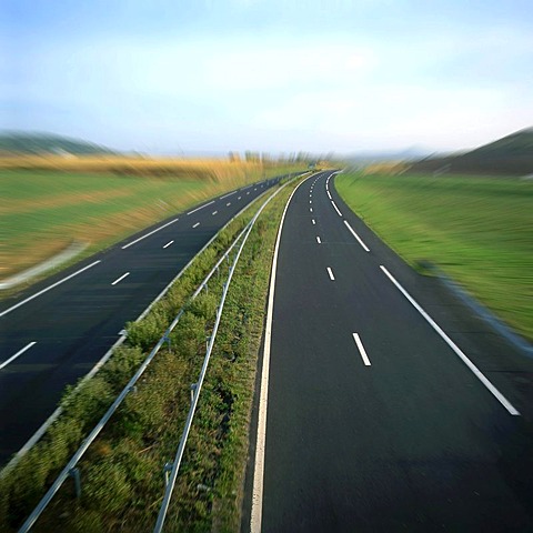 An empty highway, central France, Europe