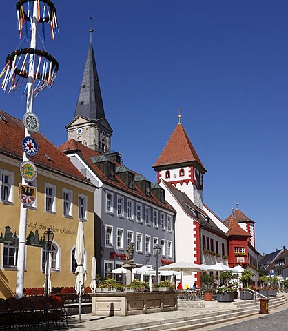 Altes Rathaus, old town hall and St. Bartholomew's Church, Marktredwitz, Fichtelgebirge mountain range, Upper Franconia, Franconia, Bavaria, Germany, Europe, PublicGround