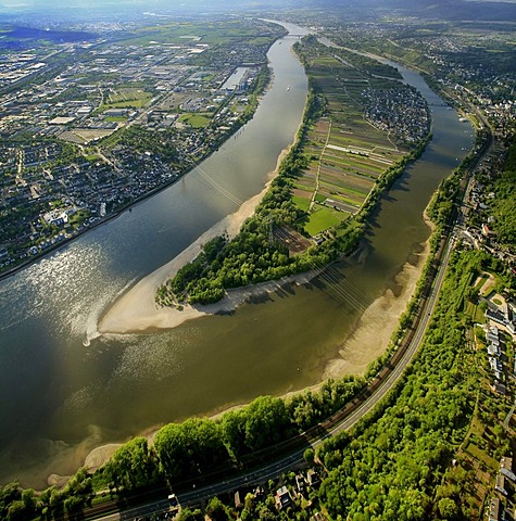 Aerial view, Rhine Valley near Koblenz, Urbar, Rhineland-Palatinate, Germany, Europe