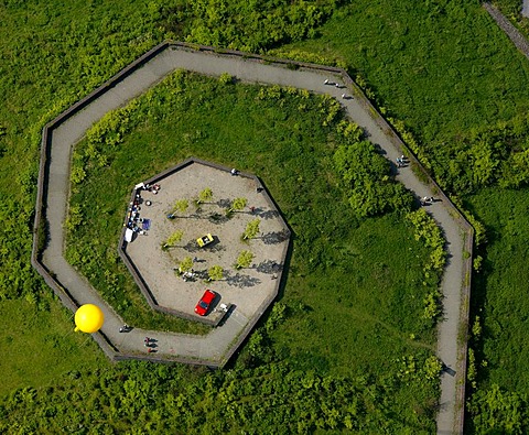 Aerial view, Constantin 6, 7, Schachtzeichen RUHR.2010 art installation, Bochum, Ruhrgebiet region, North Rhine-Westphalia, Germany, Europe