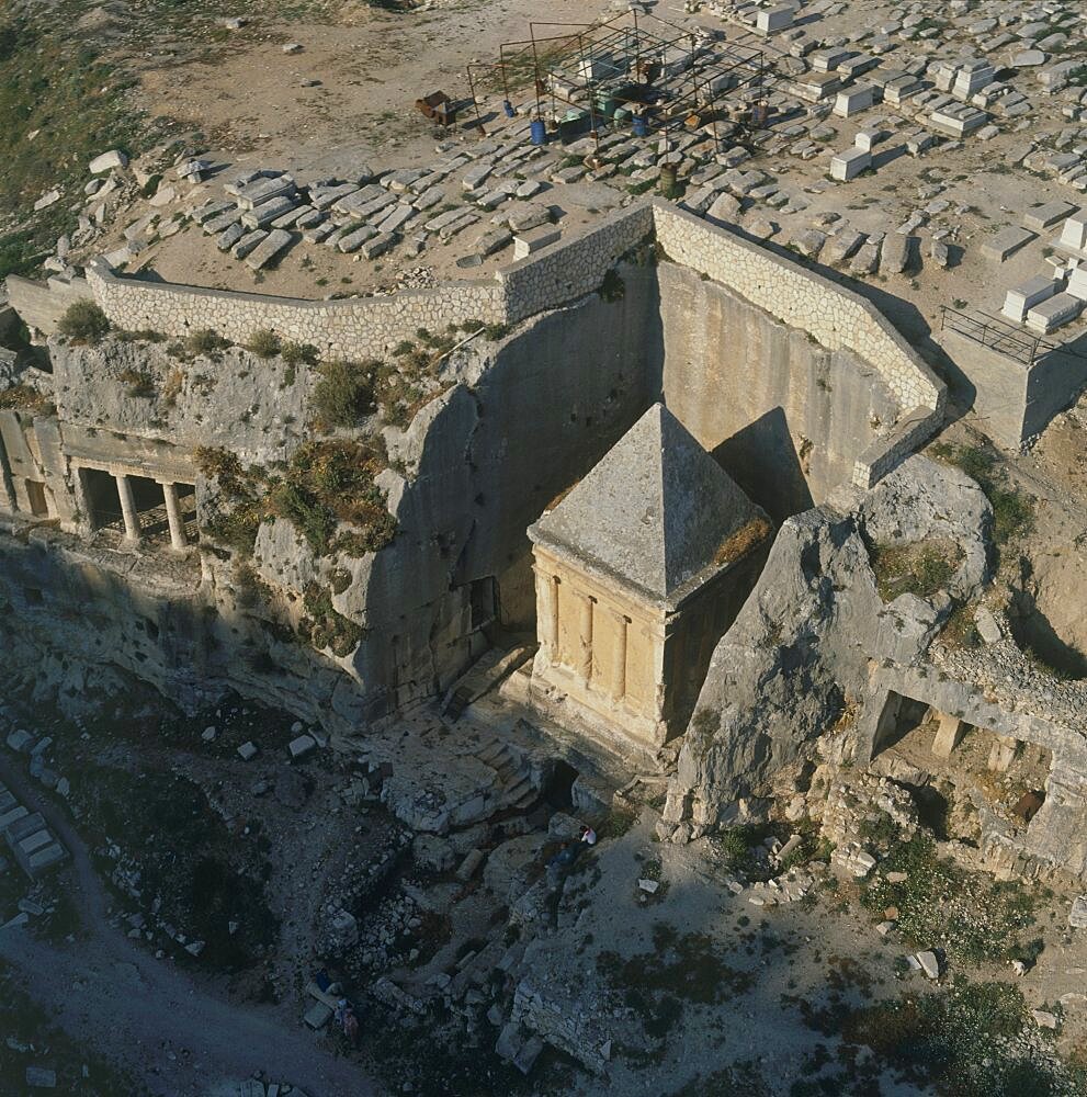 Aerial view of the traditional Tomb of Zechariah, Israel