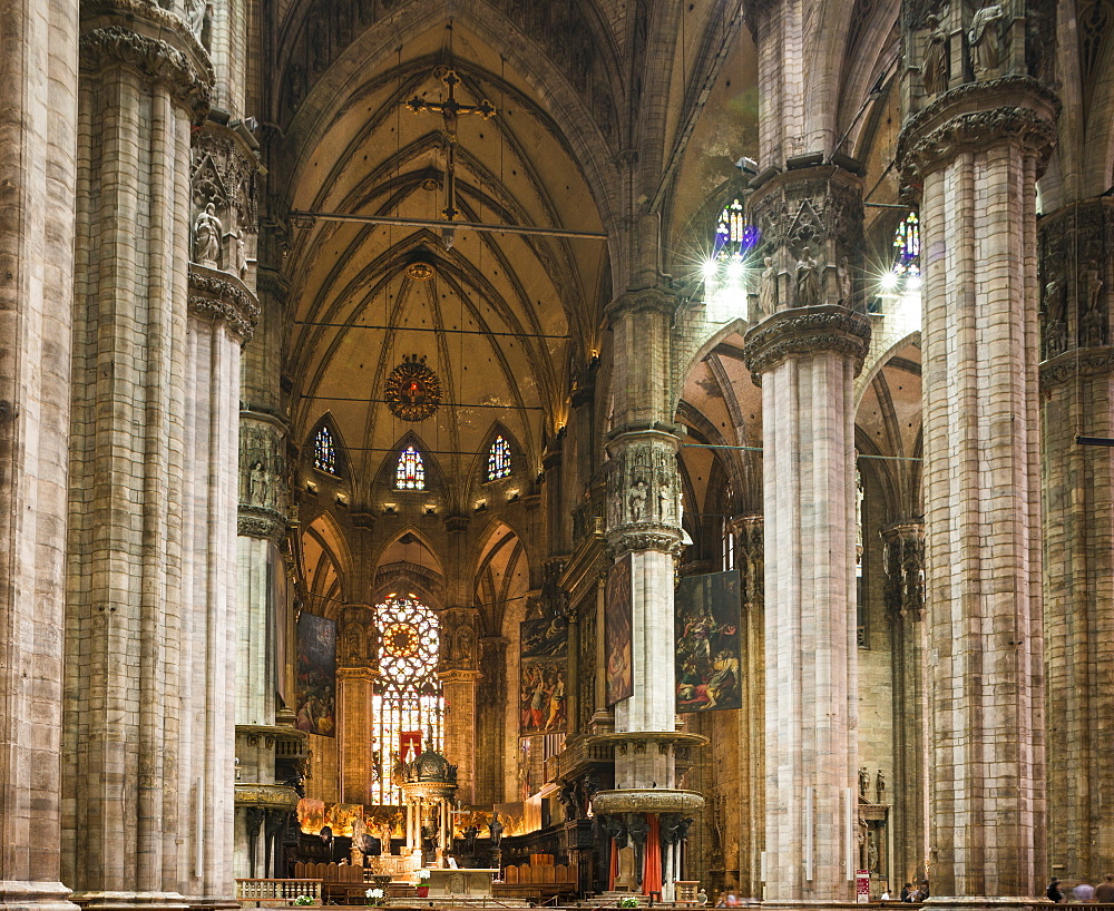 Interior of Milan Cathedral, Piazza Duomo, Milan, Lombardy, Italy, Europe