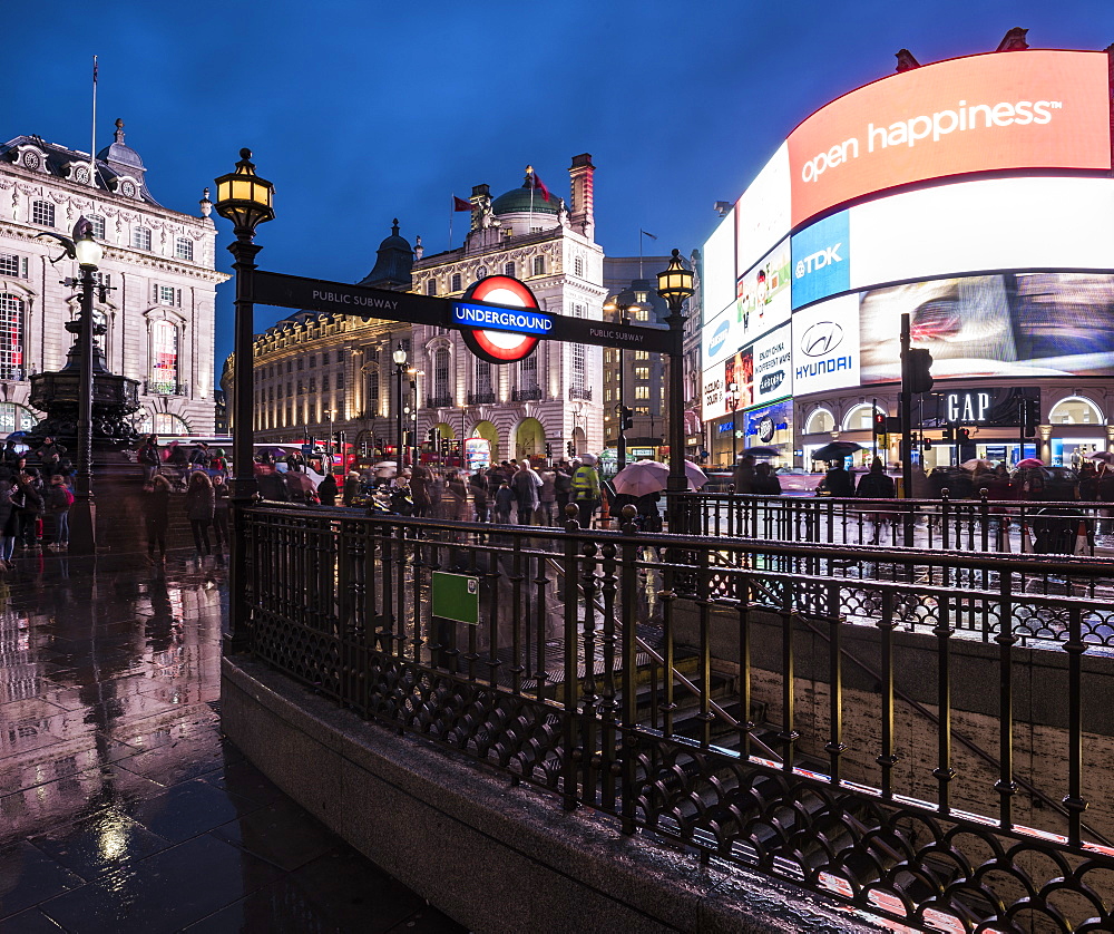 Piccadily Circus at night, London, England, United Kingdom, Europe