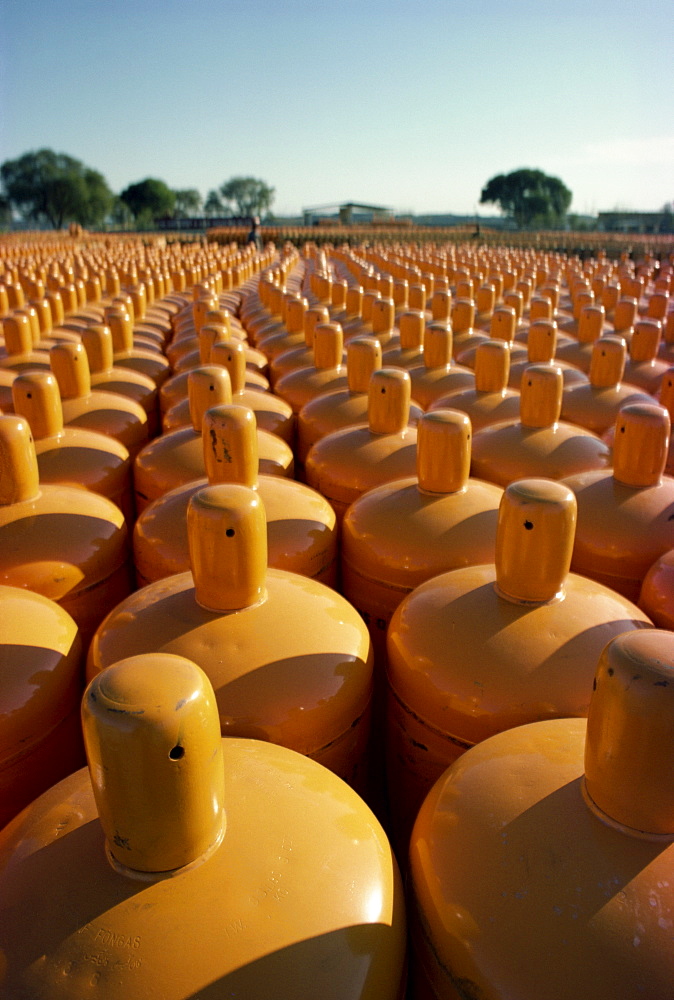 Canisters of bottled gas near Khour, Pakistan, Asia