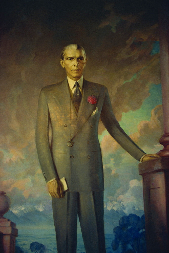 Portrait of Mohammed Ali Jinnah, Quetta Staff College, Pakistan, Asia