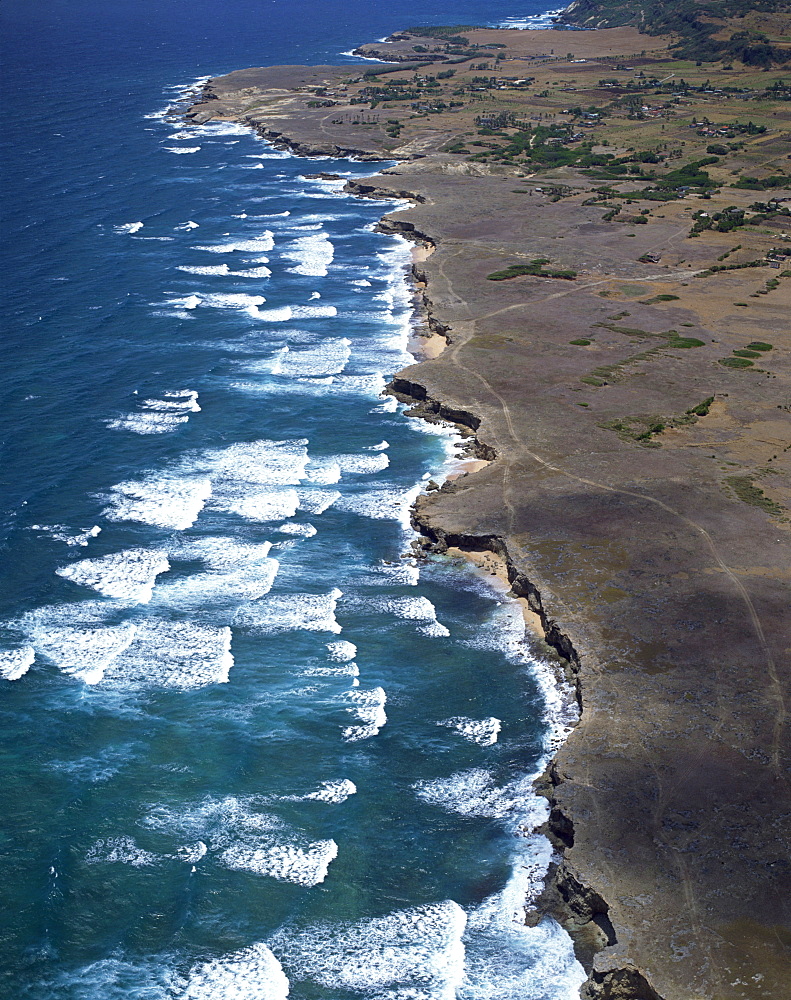 Aerial of coastline, Barbados, West Indies, Caribbean, Central America