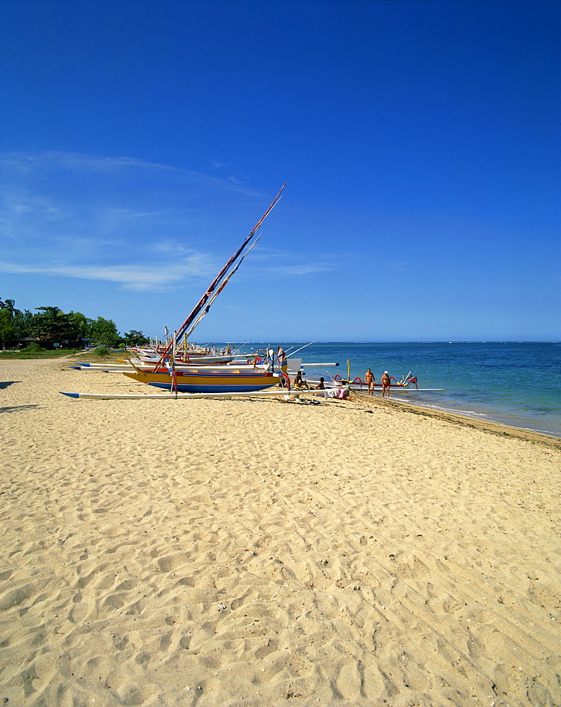 Prahu boats, Sanur Beach, Bali, Indonesia, Southeast Asia, Asia