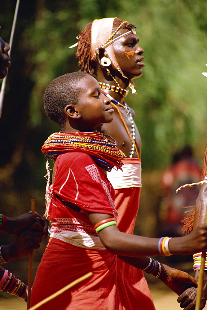 Samburu dancing, Kenya, East Africa, Africa