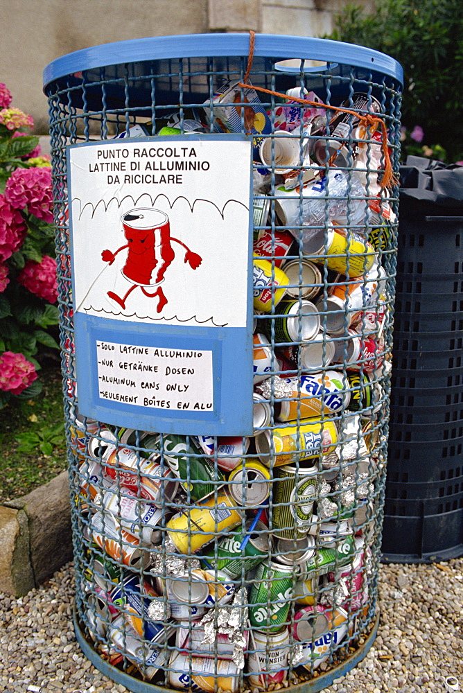 Aluminium cans for recycling, Italy, Europe