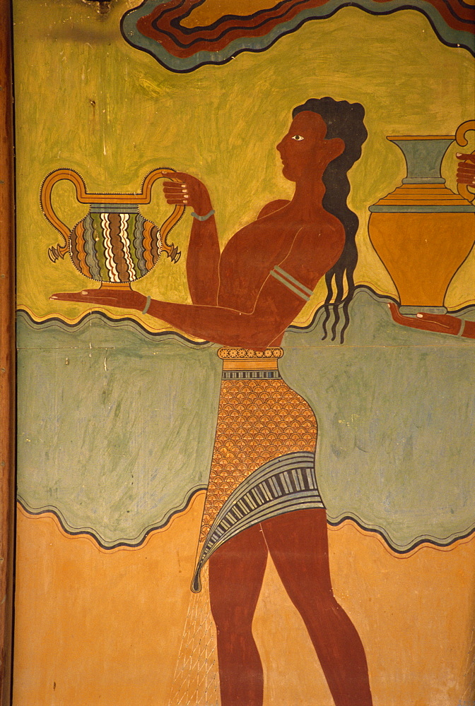 Fresco detail, Knossos, Crete, Greece, Europe