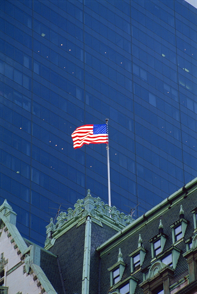 Architectural contrasts near Central Park, New York City, New York, United States of America, North America