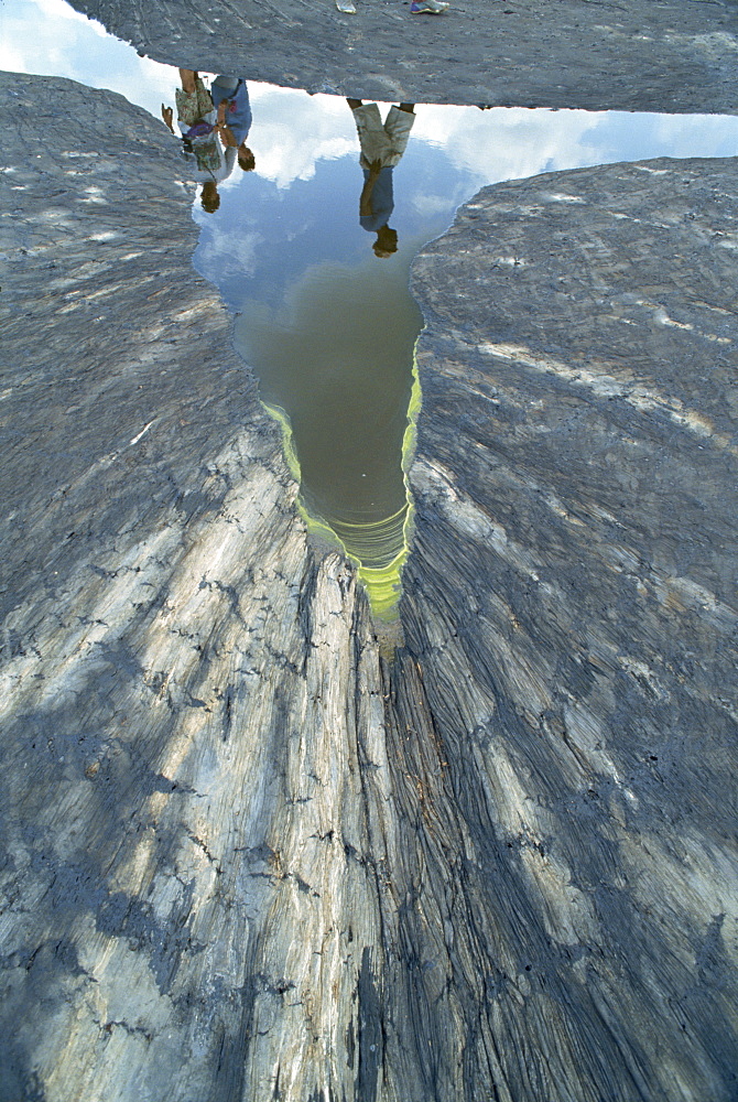 Close-up of pitch at the world's largest natural pitch lake, 90 meters deep, Trinidad, West Indies, Caribbean, Central America