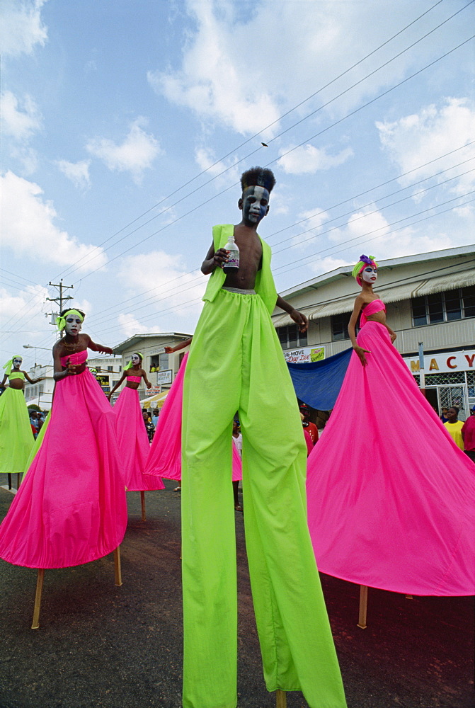 Men and women on stilts, Steel Band Festival, Point Fortin, Trinidad, West Indies, Caribbean, Central America