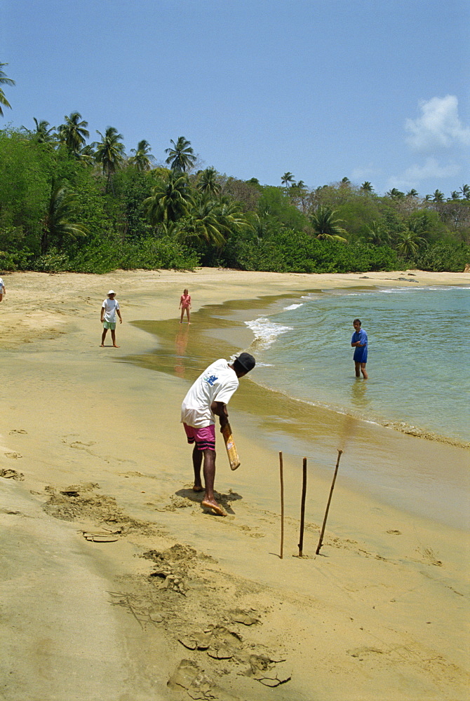 Cricket on the beach, Back Bay, Tobago, West Indies, Caribbean, Central America