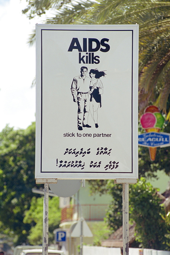 Aids sign, Male, Maldives, Asia