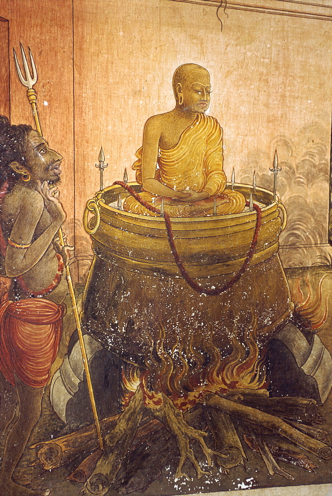 Wall paintings, Buddhist temple at Kelaniya, Sri Lanka, Asia