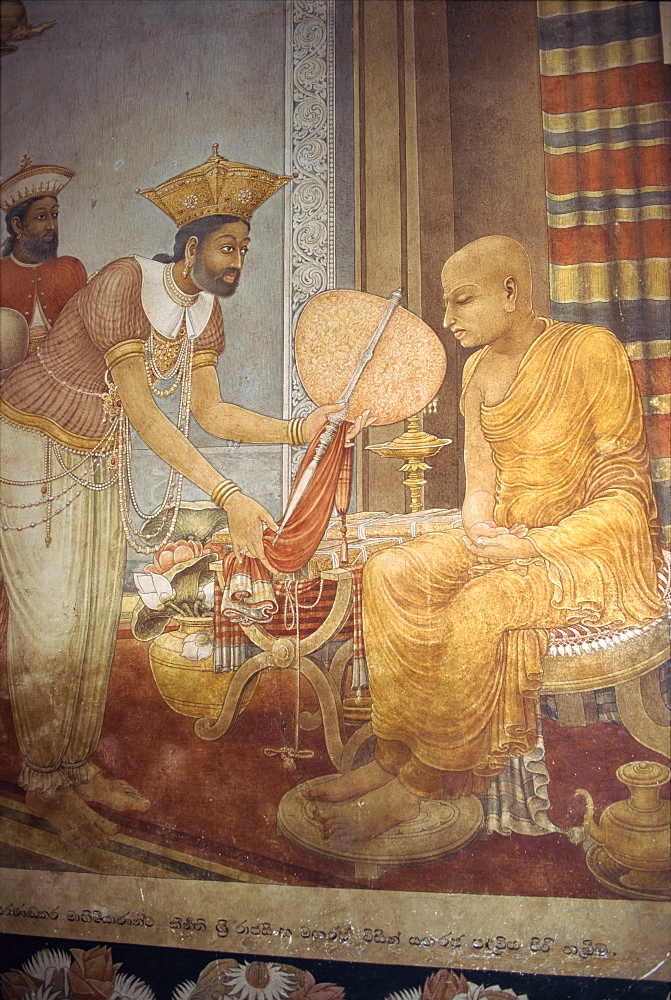 Wall paintings, Buddhist temple at Kelaniya, Sri Lanka, Asia