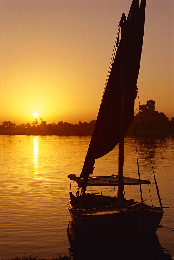 Sunset on the Nile, Luxor, Egypt, North Africa, Africa