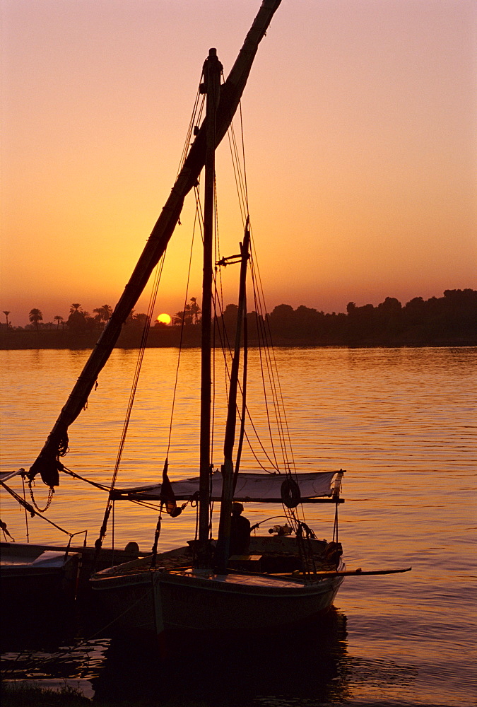 Sunset on the Nile, Luxor, Egypt, North Africa, Africa