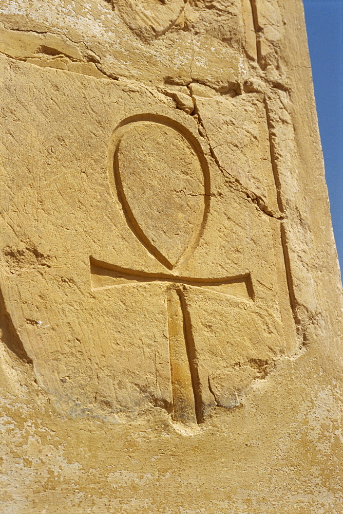 The ankh symbol (sign of life), mortuary temple of Queen Hatshepsut, Thebes, Egypt, North Africa, Africa