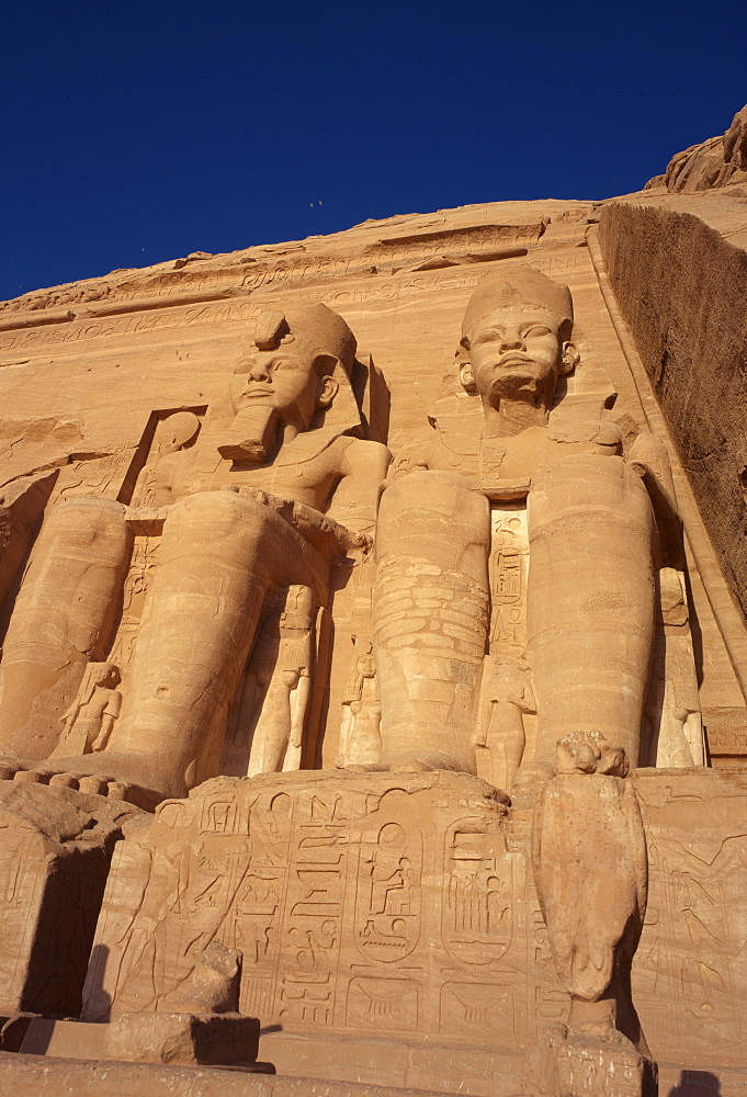 Temple of Re-Herakhte for pharaoh Ramses II, moved when Aswan High Dam built, UNESCO World Heritage Site, Abu Simbel, Nubia, Egypt, North Africa, Africa