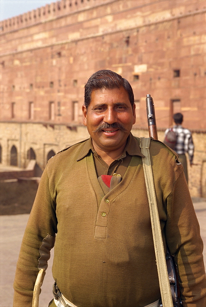 Guard at Fatehpur Sikri, Uttar Pradesh state, India, Asia