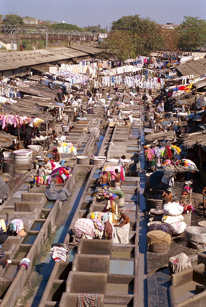 Dhobi or laundry ghats, Mumbai (Bombay), India, Asia