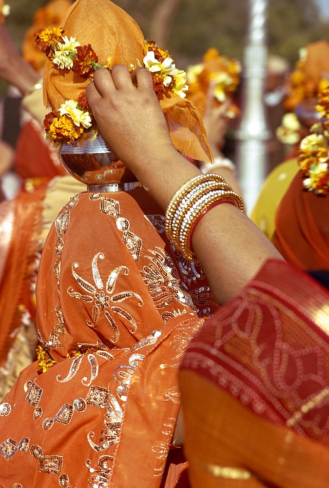 Woman at Jain festival, Jaipur, Rajasthan state, India, Asia