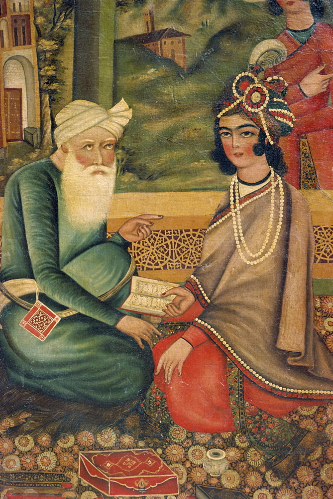 Qajar painting, Shiraz Museum, Shiraz, Iran, Middle East