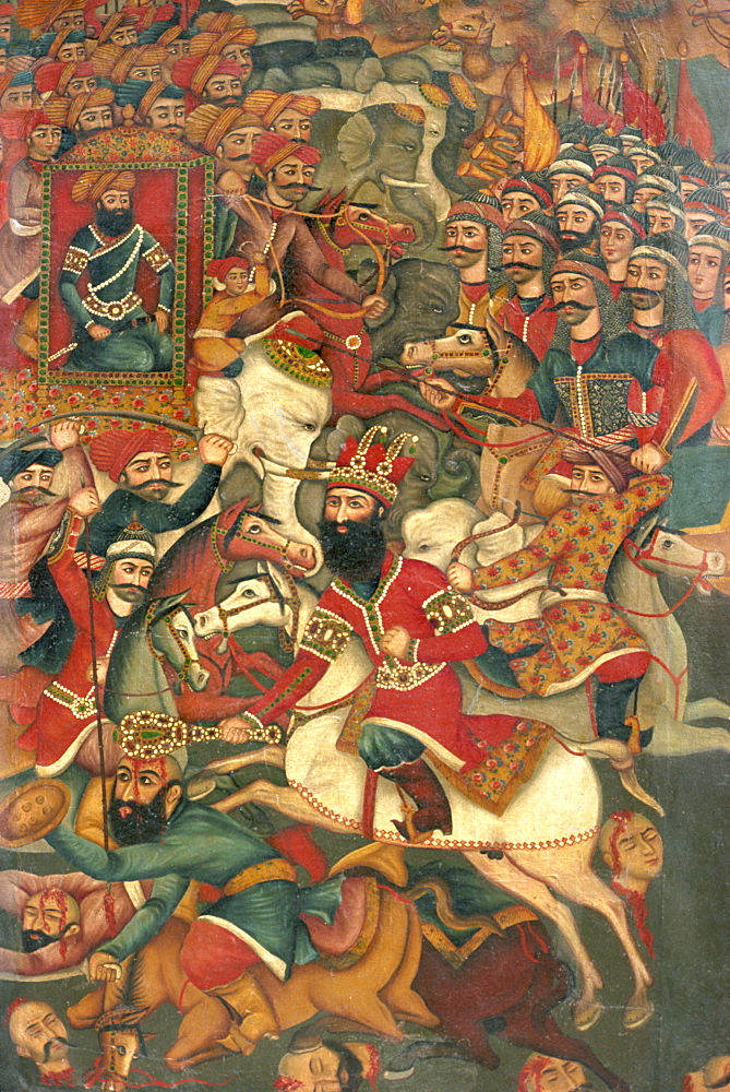 Qajar painting, Shiraz Museum, Shiraz, Iran, Middle East