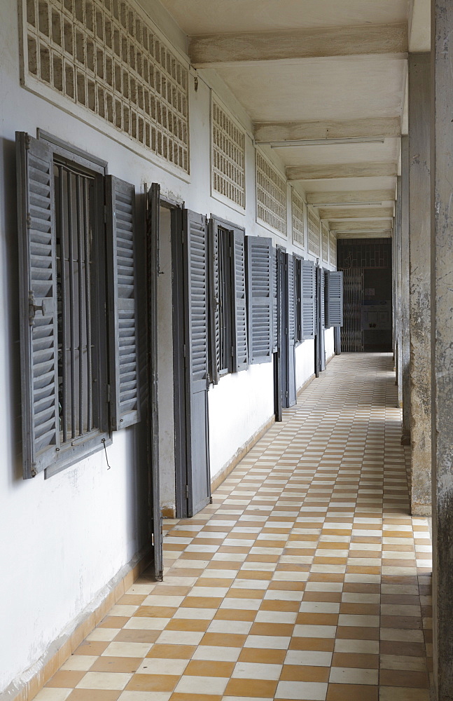 Rooms where prisoners of the Khmer Rouge were held and tortured, Tuol Sleng Genocide Museum, Cambodia, Indochina, Southeast Asia, Asia